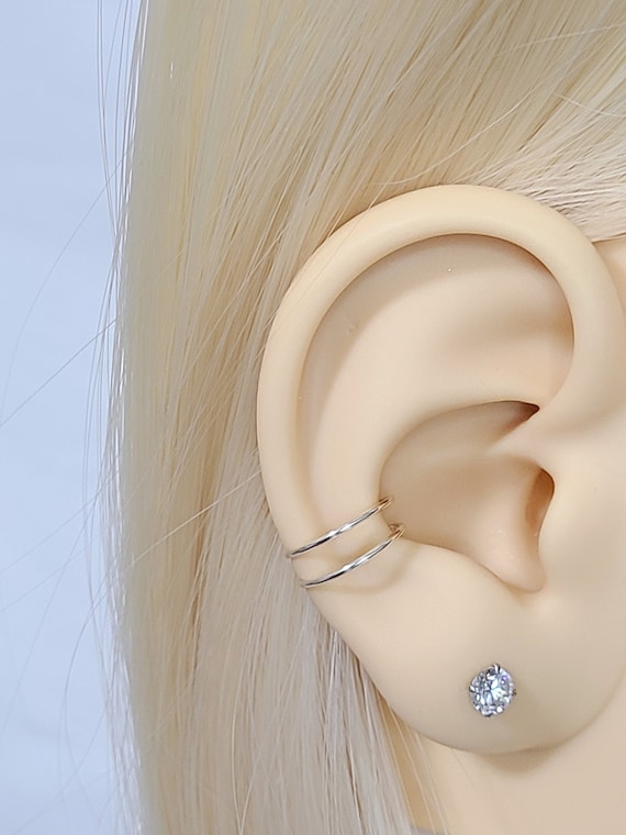 Fake Double Hoop Ear Cuff Fake Conch Cartilage Helix Earring Clip on Ear Cuff Hoops No Piercing Faux Cuff Earring Seamless Hoop Jewelry Etsy