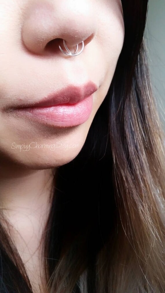 Fake Criss Cross Septum Nose Ring Faux False Jewelry Clip on No