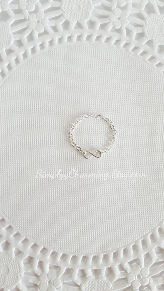 Tiny Infinity Symbol Delicate Dainty Simple Sterling Silver Ring