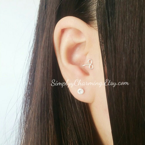 Fake Tragus Ear Cuff Earring, Infinity Earrings No Piercing Clip On, Tiny Infinity Symbol Tragus Ear Cuff, Small Minimalist Jewelry
