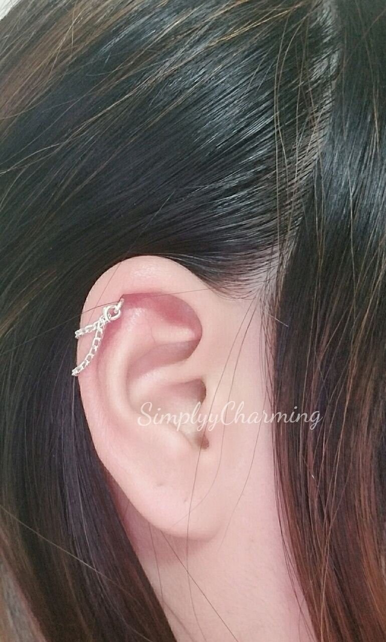 Double Chain Cartilage Earring - Sterling Silver/14K Gold Filled