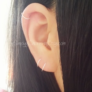 Naadloze hoepeloorbel klein, kraakbeen helix hoepel conch kwab septum neusring tragus oorbellen, gedraaide werveling ontwerp - zilveren gouden sieraden