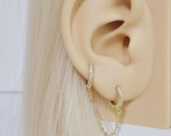 Orecchini in oro extra lunghi, orecchini con nappe a catena, orecchini pendenti a catena, orecchini eleganti, orecchini pendenti boho, orecchini moderni per donna - Italia