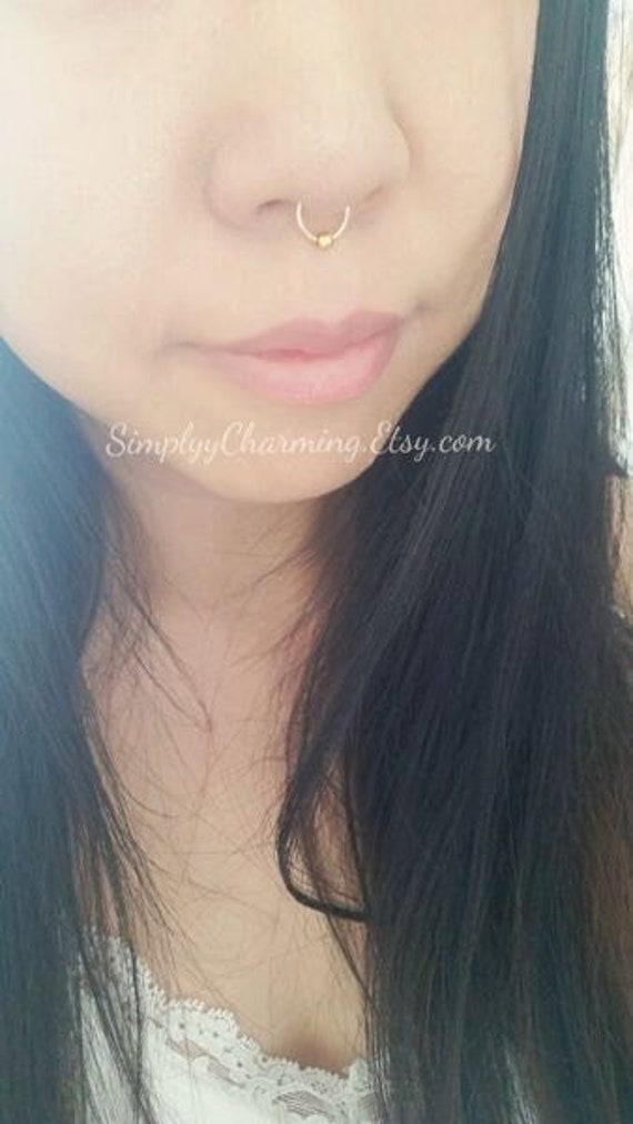 Fake Nose Ring Septum Nose Ring Hoop With Bead False Faux Clip on