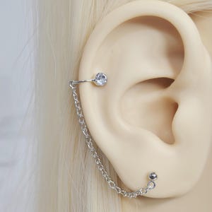 Rhinestone Ear Cuff Chain Earring Lobe To Helix Cartilage Conch Ear Cuff - Fake Helix Cartilage Ear Cuff Clip On Earring Single Double Chain