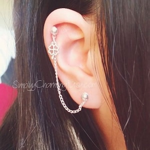 Winzige Kleeblatt Charm Glückssymbol Ohrring Helix Kette Doppel Piercings