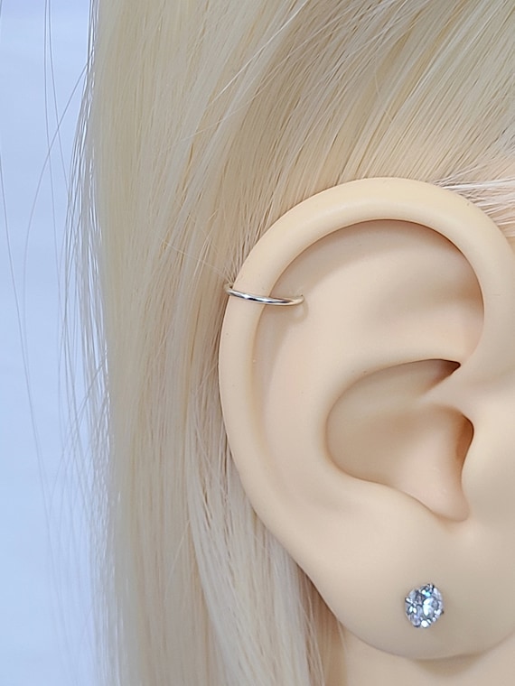 Fausse boucle doreille Cartilage Helix Hoop Faux clip On Ear Cuff Upper Cartilage Helix Tiny Seamless Hoop Faux Hoop Earring Silver Gold Etsy France