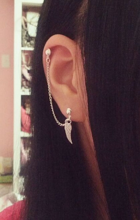 Orecchino a cerchio con piuma per cartilagine, piercing al lobo dell'orecchio con piuma per elica, trago, daith, rook, gioielli con pendente a cerchio