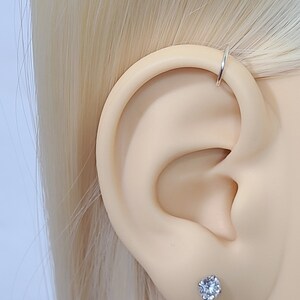 Helix Hoop Cartilage Earring Seamless Hoop Forward Helix Cartilage, Real Helix Small Tiny Hoop Earring, Silver 18 Gauge Hoop - Very Durable