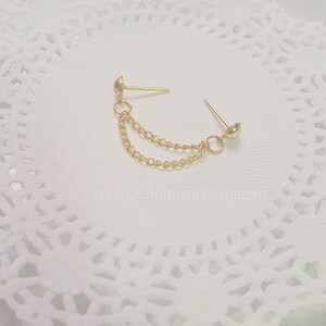 Simple Silver Gold Double Lobe Chain Earring Simple Dainty - Etsy