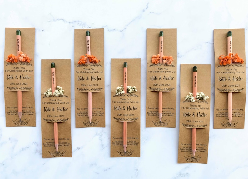 Personalized Wedding Pencil Thank You Favors, Custom Eco Friendly Personalized Wedding Pencil Thank You Favors, Custom Eco Friendly