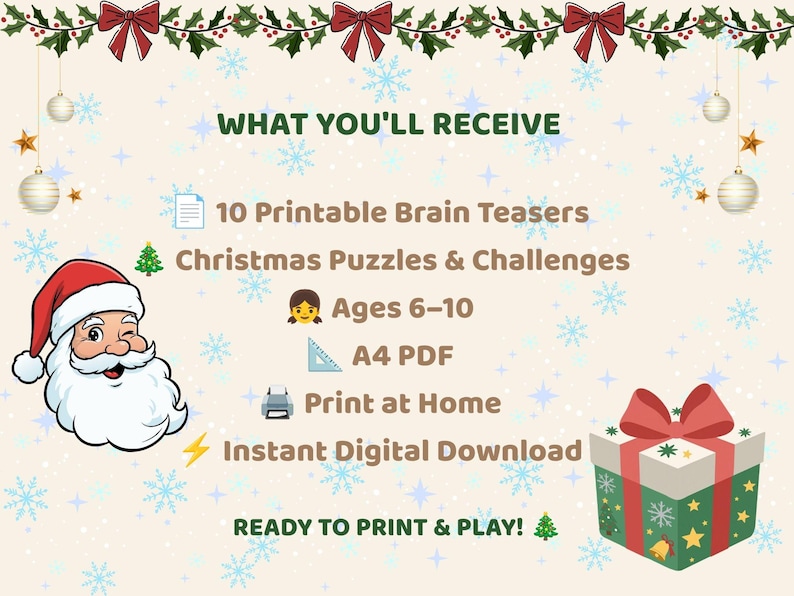 Christmas Brain Teasers | Printable Puzzles Ages 6–10 | Holiday ...