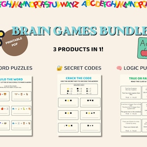 Denkspiele-Paket für Kinder von 6–10 Jahren | 3 ausdruckbare Puzzle-Pakete