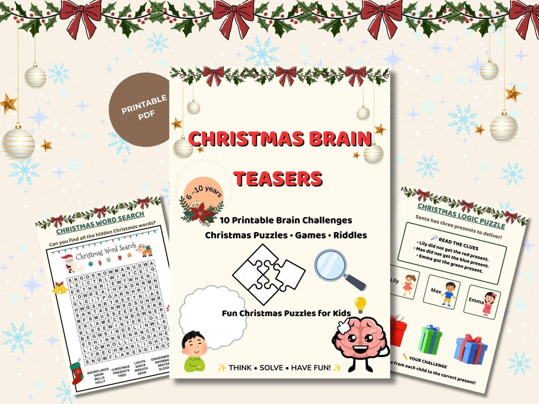 Christmas Brain Teasers | Printable Puzzles Ages 6–10 | Holiday ...