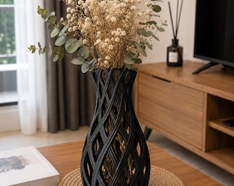 Geflochtene Vase (STL-Datei), moderne 3D-gedruckte Vase, dekorative Vase (3D-Druck), geometrische Wohndekoration, digitale STL-Datei