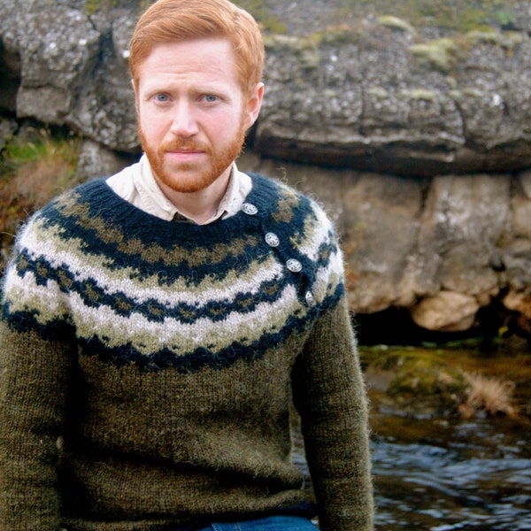 Brimir Icelandic Sweater - Handmade with 100% Pure Icelandic Wool and Traditional Buttons