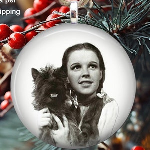 Wizard of Oz Dorothy and Toto Christmas Tree Ornament - Wizard of Oz Holiday Ornament - Large 2 1/4 Inch Image Ornament - Toto Gift Idea