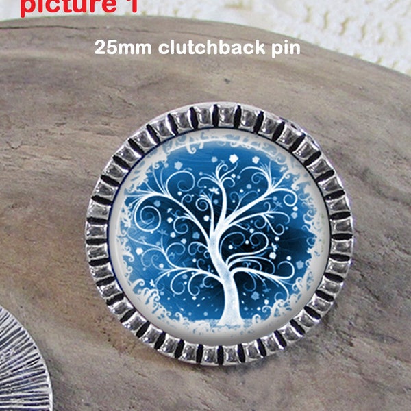 Tree of Life 2 Pin Brooch With Tie Tack Back - Tree of Life Brooch Pin Jewelry - Choice of Style 25 or 18mm - Lapel Pin - Brooch Pin Gift