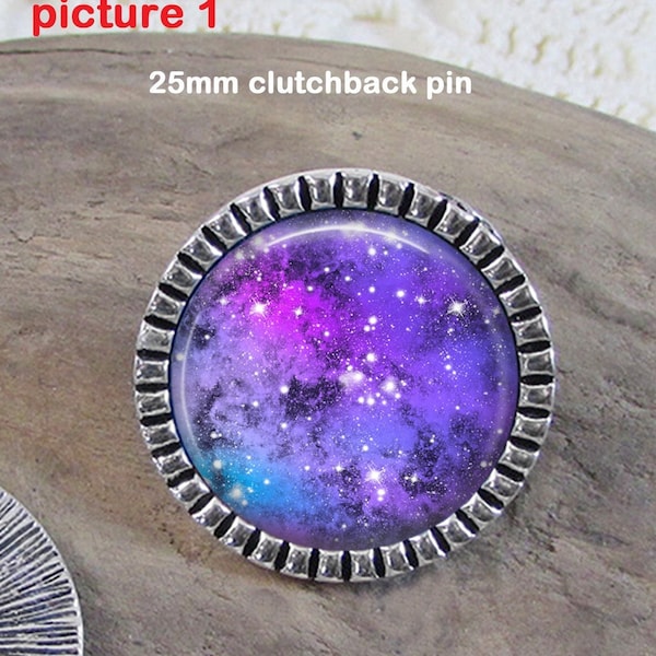 Galaxy Astronomy 5 Lapel Pin With Tie Tack Back - Choice of Style 25 or 18mm - Stainless Lapel Pin - Galaxy Astronomy Gift Idea Brooch Pin