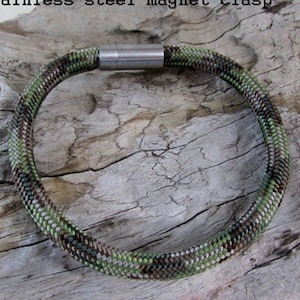 Camo Paracord Rope Bracelet 1200 lb Strength - Paracord Jewelry - Stainless Steel Magnet Clasp - Unisex - Multi Camo - Camo Gift Idea