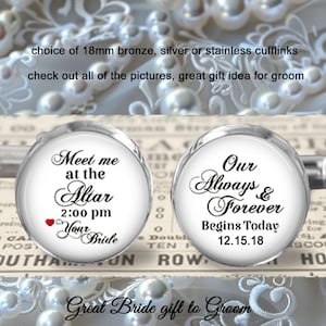 Groom Wedding Cufflinks - Meet Me at the Alter Cufflinks - Choice of Silver, Bronze or Stainless Accessory - Groom Gift Idea - Wedding Gift