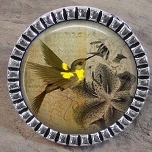 Splash Yellow Hummingbird Lapel Pin Brooch With Tie Tack Back - Choice of Style 25 or 18mm - Hummingbird Brooch Pin Jewelry Gift Idea