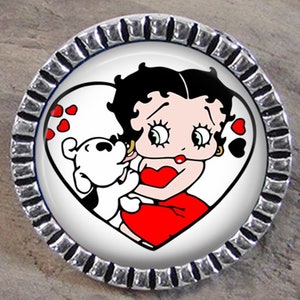 Betty Boop 3 Pin Brooch With Tie Tack Back - Choice of 25 or 18mm - Betty Boop Gift Idea Brooch Pin Jewelry - Betty Boop Lapel Pin Gift Idea