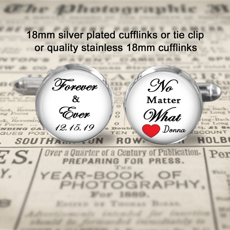 tie clip personalized cufflink custom date infinity cufflinks any text cufflinks custom wedding cufflinks always and forever cufflinks
