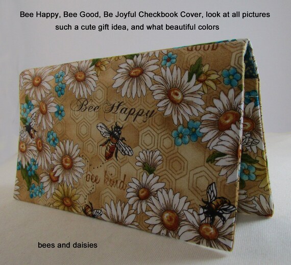 Bee's & Daisies Checkbook Cover Coupon Holder Yellow Etsy