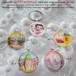 Wizard of Oz Keychain with Ruby Slippers Charm, 1.5 Inch Bezel on Stainless Chain