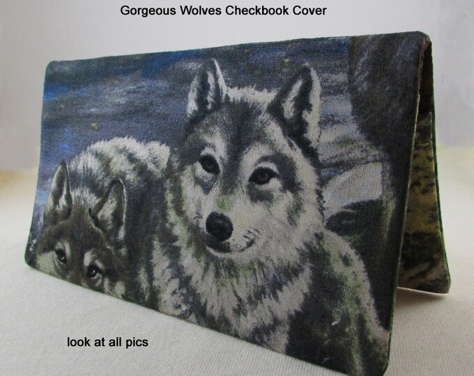 Wolves Checkbook Cover Coupon Holder Wildlife Check Book Cover Check
