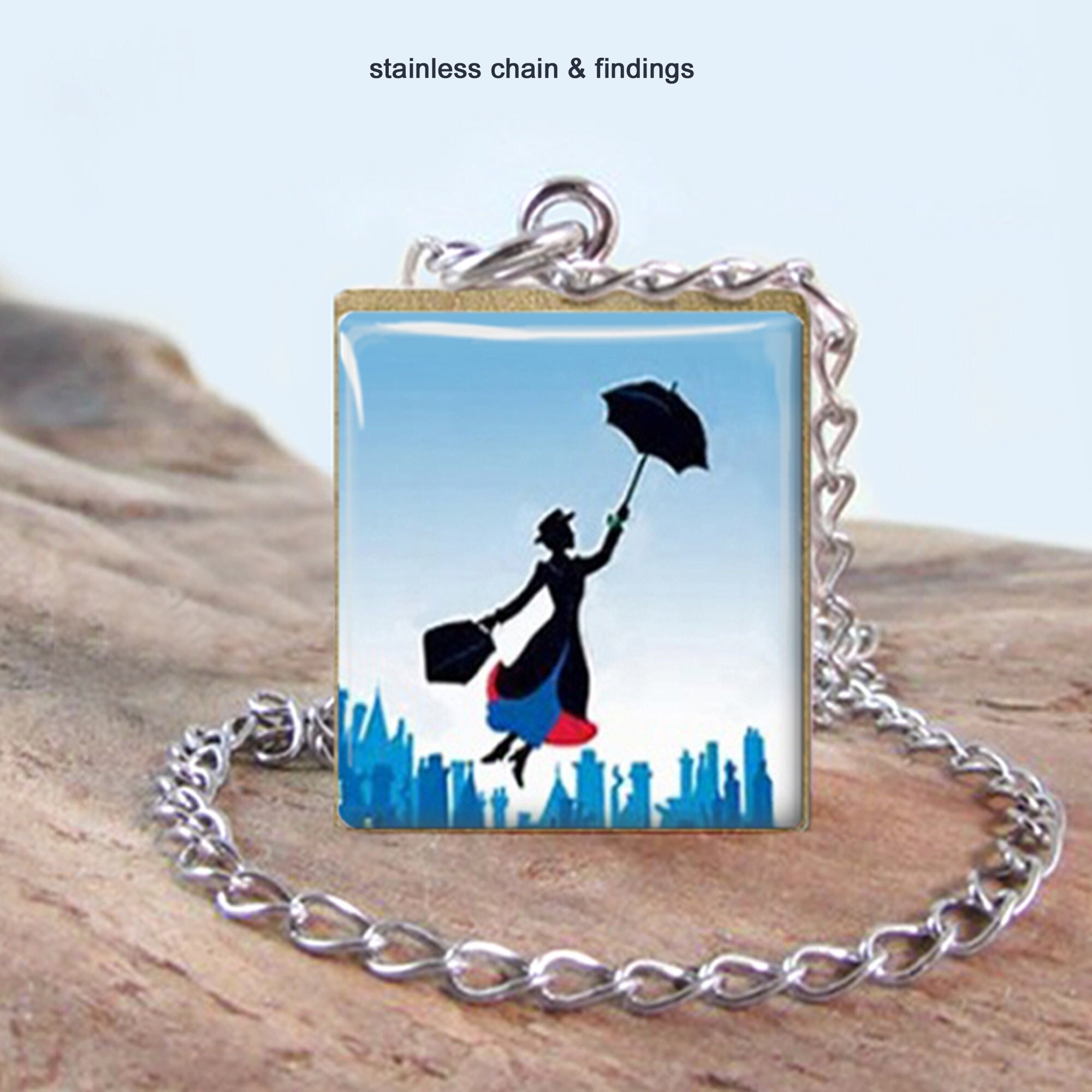 HOT Disney Mary Poppins Necklace Silver Mary Poppins Necklace