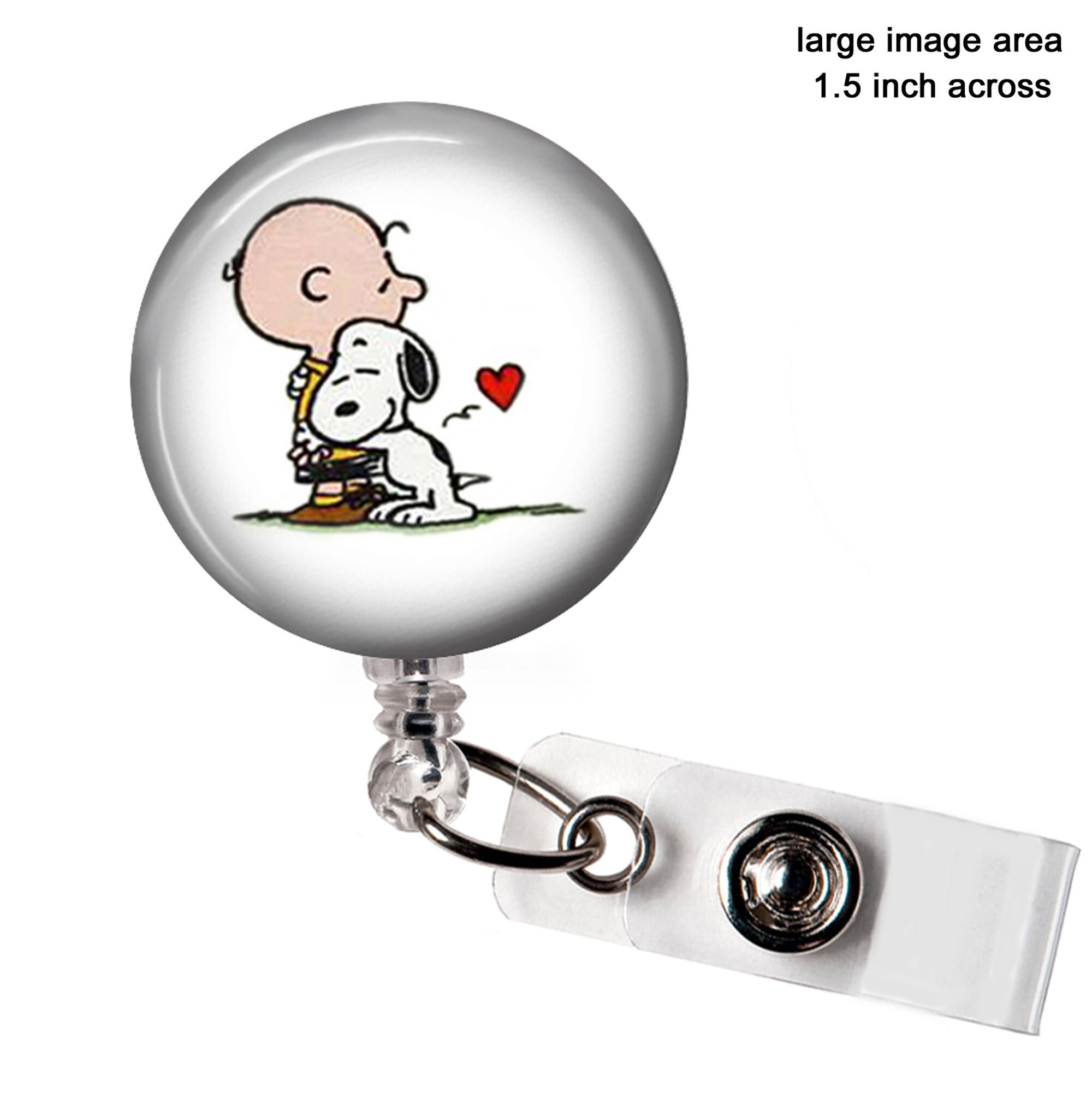 Snoopy 5 Badge Reel 071 Name Badge ID Holder Snoopy ID Reel Large Image  Badge Buddy Snoopy Work Badge ID Clip Snoopy Gift Idea 