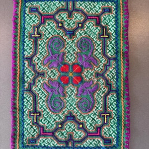Shipibo Embroidery Wall Hanging, Kené Pattern Altar Cloth Handmade, Shamanic Textile Art Peru, Sacred Geometry Tapestry, Shipibo Art