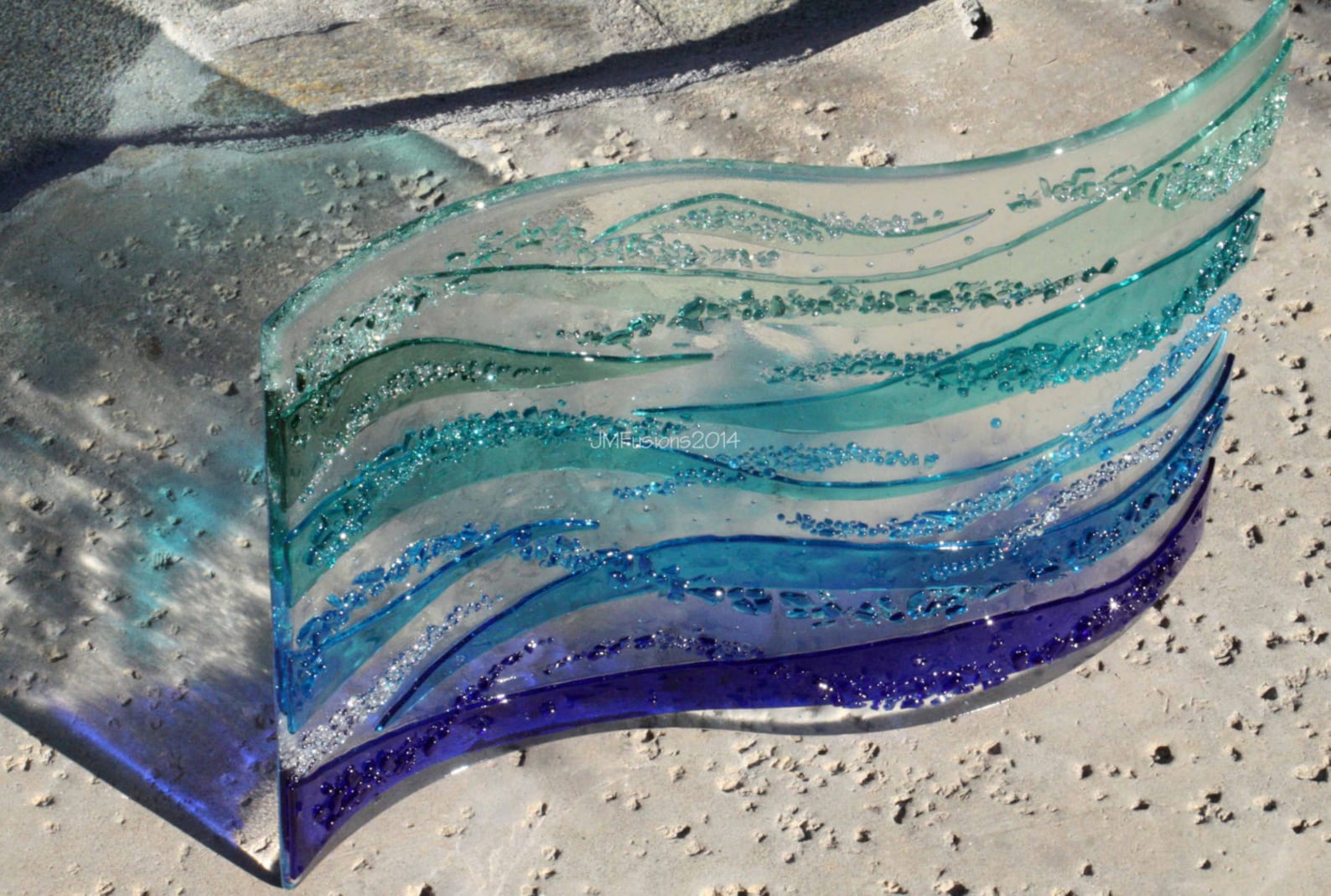 Fused Glass Art Rolling Waves 12 X 18 Glass Wave Etsy