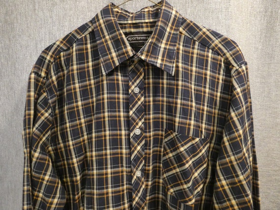Vintage Vtg Sears Sportswear Brown Plaid Shirt - … - image 2