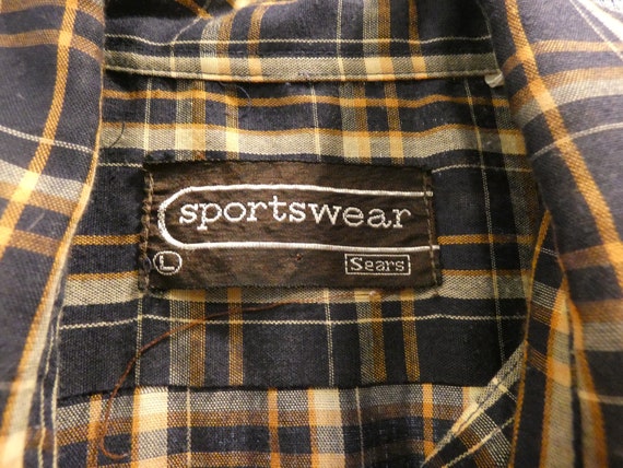 Vintage Vtg Sears Sportswear Brown Plaid Shirt - … - image 3