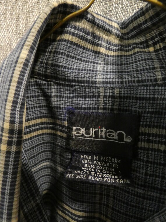 Vintage Vtg 70s 80s 90s Blue Check Puritan Button… - image 3