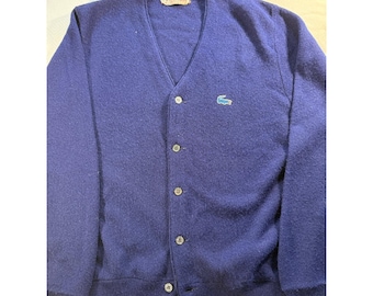 Vintage Izod Lacoste Cardigan, marineblau, V-Ausschnitt, hergestellt in den USA, Herrengröße L