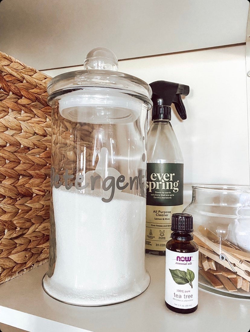 Etched Glass Laundry Detergent Container - DIY Inspired