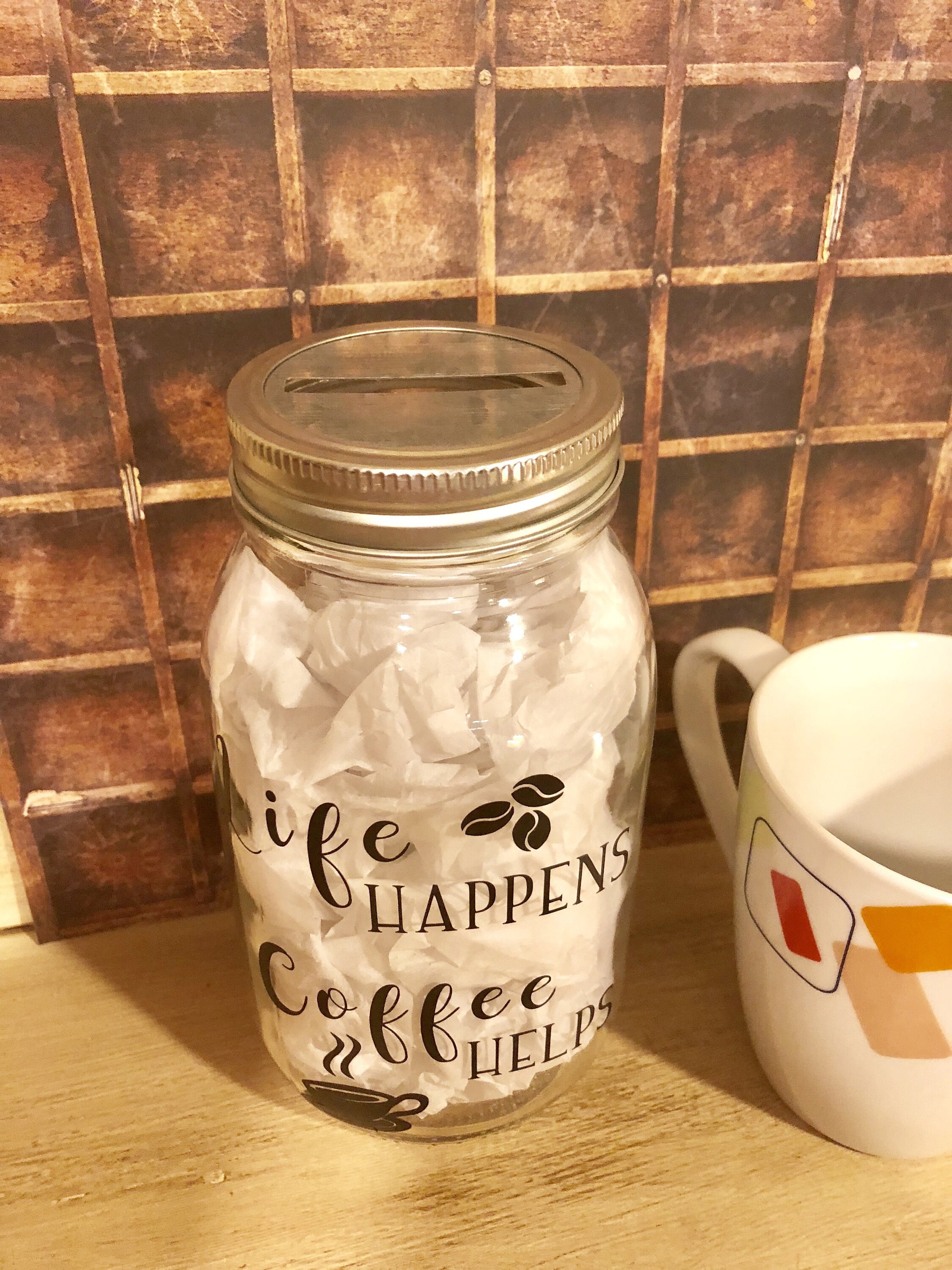 Coffee Helps Mason Jar Coin Bank Money Bank Money Jar Etsy