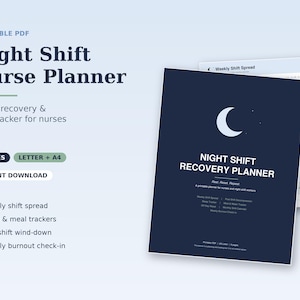 Night Shift Nurse Planner Printable, Sleep, Meal & Recovery Tracker, 12 Hour Schedule, PDF Download