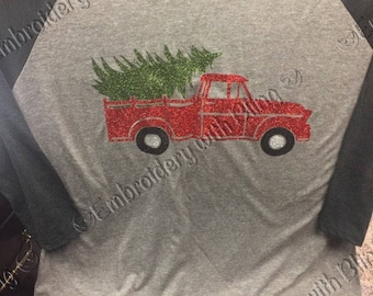 Red Truck with Tree, Nostalgic Red Truck