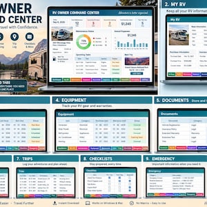 RV Owner Command Center Excel Template | RV Maintenance & Document Organizer