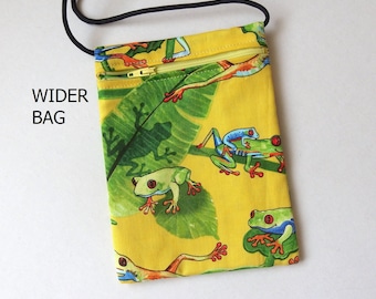 Lined Blue back Checkout Loops Reusable Pocket Green Tree Frogs Enviro Shopping Bag Washable Hard base insert for strength.