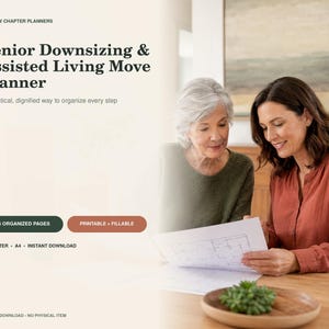 Senior Downsizing and Assisted Living Move Planner | Printable Fillable PDF Binder