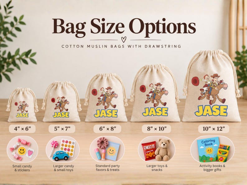 Personalized Toy Story Woody & Jessie Drawstring Favor Bags - Etsy