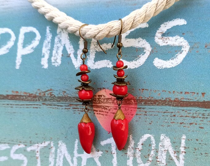 Chili Pepper Red Chili Coral Jewelry Chili Pepper Earrings - Etsy