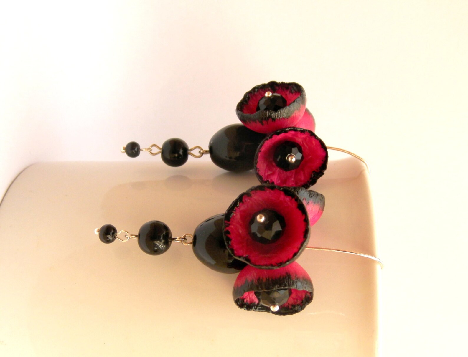 Statement Earrings Hot Pink Flower Earrings Dangle Earrings Etsy