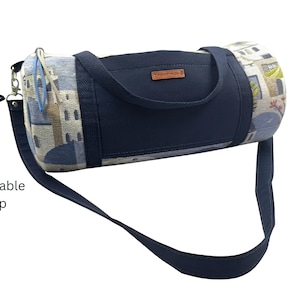 Santorini Barrel Bag, Greek Boho Bag, Mediterranean Style Bag, Greek Island Bag, Santorini Bag, Tapestry Bag, Handmade Everyday Bag